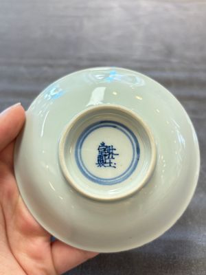 A set of six Chinese blue and white cups and saucers, Qing Yu Tang 青玉堂 and Lin Yu Tang 琳玉堂 marks, Kangxi — foto 4