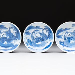 A set of six Chinese blue and white cups and saucers, Qing Yu Tang 青玉堂 and Lin Yu Tang 琳玉堂 marks, Kangxi — foto 2