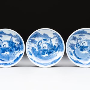 A set of six Chinese blue and white cups and saucers, Qing Yu Tang 青玉堂 and Lin Yu Tang 琳玉堂 marks, Kangxi — foto 4