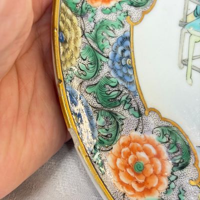 A set of six Chinese Canton famille verte plates with narrative design — photo 2