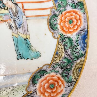 A set of six Chinese Canton famille verte plates with narrative design — photo 5