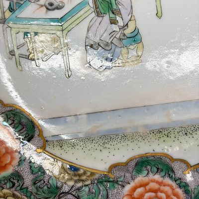 A set of six Chinese Canton famille verte plates with narrative design — photo 6