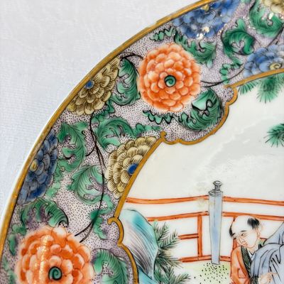 A set of six Chinese Canton famille verte plates with narrative design — photo 14