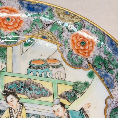 A set of six Chinese Canton famille verte plates with narrative design — photo 15