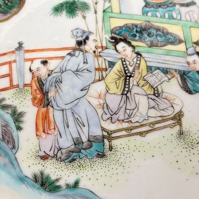 A set of six Chinese Canton famille verte plates with narrative design — photo 19
