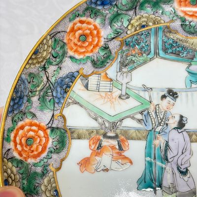 A set of six Chinese Canton famille verte plates with narrative design — photo 27