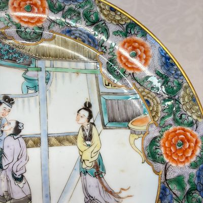 A set of six Chinese Canton famille verte plates with narrative design — photo 28