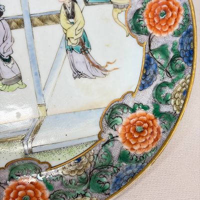 A set of six Chinese Canton famille verte plates with narrative design — photo 29
