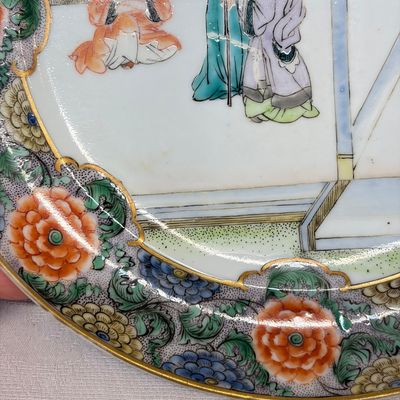 A set of six Chinese Canton famille verte plates with narrative design — photo 30