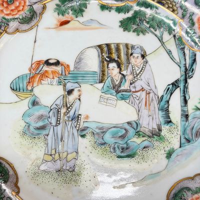 A set of six Chinese Canton famille verte plates with narrative design — photo 37