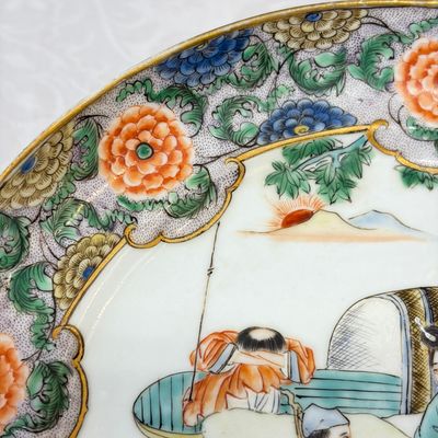 A set of six Chinese Canton famille verte plates with narrative design — photo 38