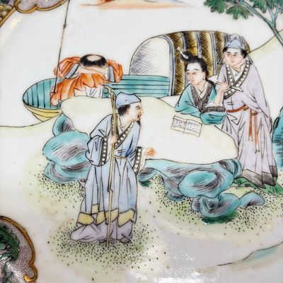 A set of six Chinese Canton famille verte plates with narrative design — photo 42