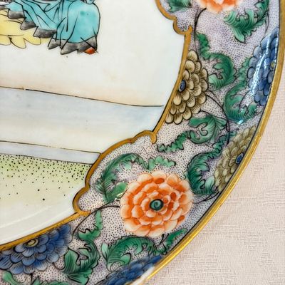 A set of six Chinese Canton famille verte plates with narrative design — photo 49