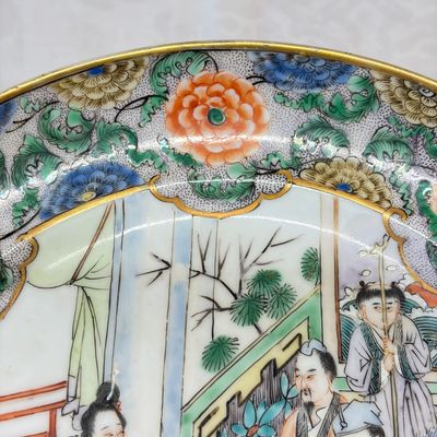 A set of six Chinese Canton famille verte plates with narrative design — photo 51