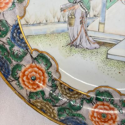 A set of six Chinese Canton famille verte plates with narrative design — photo 53