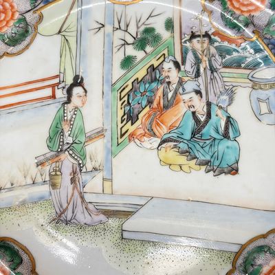 A set of six Chinese Canton famille verte plates with narrative design — photo 54