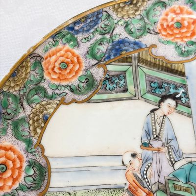 A set of six Chinese Canton famille verte plates with narrative design — photo 61