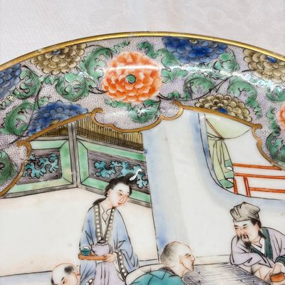 A set of six Chinese Canton famille verte plates with narrative design — photo 62