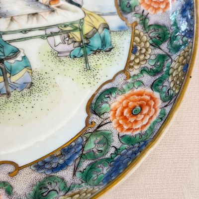 A set of six Chinese Canton famille verte plates with narrative design — photo 64
