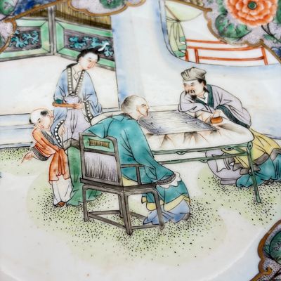 A set of six Chinese Canton famille verte plates with narrative design — photo 66
