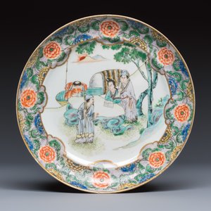 A set of six Chinese Canton famille verte plates with narrative design — photo 6