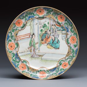 A set of six Chinese Canton famille verte plates with narrative design — photo 8