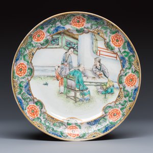 A set of six Chinese Canton famille verte plates with narrative design — photo 10