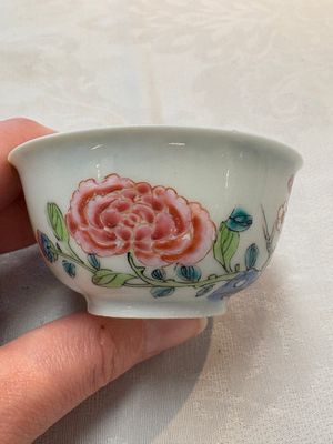 A set of six Chinese famille rose 'birds among flowering branches' cups and saucers, Yongzheng/Qianlong — photo 13