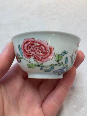 A set of six Chinese famille rose 'birds among flowering branches' cups and saucers, Yongzheng/Qianlong — photo 19