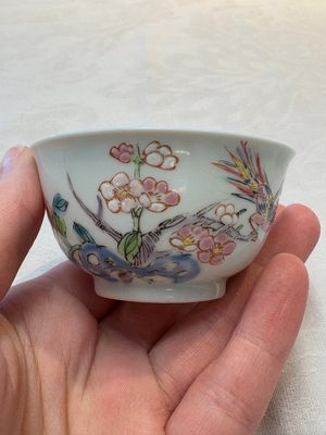A set of six Chinese famille rose 'birds among flowering branches' cups and saucers, Yongzheng/Qianlong — photo 26