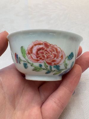A set of six Chinese famille rose 'birds among flowering branches' cups and saucers, Yongzheng/Qianlong — photo 31