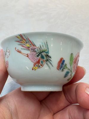 A set of six Chinese famille rose 'birds among flowering branches' cups and saucers, Yongzheng/Qianlong — photo 34