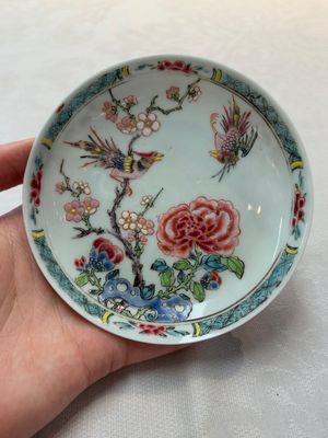 A set of six Chinese famille rose 'birds among flowering branches' cups and saucers, Yongzheng/Qianlong — photo 46