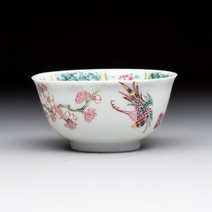 A set of six Chinese famille rose 'birds among flowering branches' cups and saucers, Yongzheng/Qianlong — photo 9