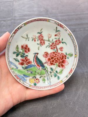 A set of six Chinese famille rose 'peacock' cups and saucers, Yongzheng — photo 3