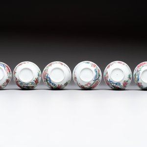 A set of six Chinese famille rose 'peacock' cups and saucers, Yongzheng — photo 11