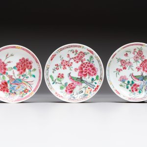 A set of six Chinese famille rose 'peacock' cups and saucers, Yongzheng — photo 2