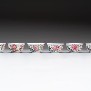 A set of six Chinese famille rose 'peacock' cups and saucers, Yongzheng — photo 7