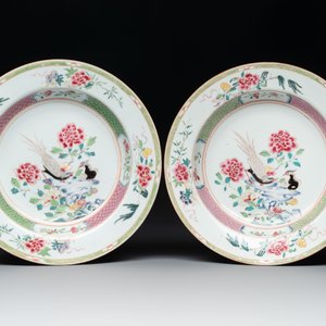 A set of six Chinese famille rose 'pheasants' plates, Yongzheng — 照片 2