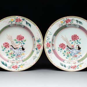 A set of six Chinese famille rose 'pheasants' plates, Yongzheng — 照片 6