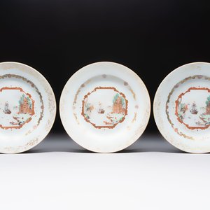 A set of six Chinese Meissen-style export plates with a harbour scene, Qianlong — photo 2