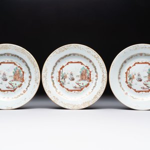 A set of six Chinese Meissen-style export plates with a harbour scene, Qianlong — photo 4