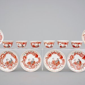 A set of six Dutch-decorated royal portrait cups and saucers, 18th C. — foto 1