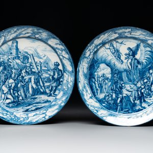 A set of six fine blue and white Dutch Delftware 'The Way of the Cross' plates, Rotterdam, ca. 1740-1750 — photo 2