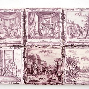 A set of six manganese Dutch Delft biblical tiles, 18th C. — photo 1