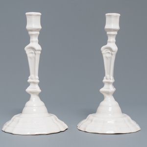 A set of six white Delftware candlesticks, France, 18th C. — 照片 5