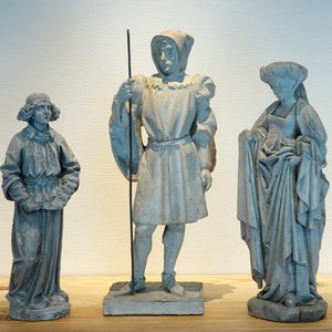 A set of three 60 cm plaster casts of medieval figures, 19/20th C., Bruges — photo 1
