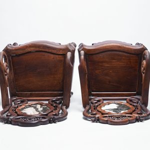 A set of three Chinese marble-inset hongmu chairs, 19th C. — 照片 7
