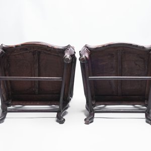A set of three Chinese marble-inset hongmu chairs, 19th C. — 照片 8