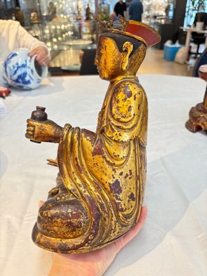 A set of three Chinese or Vietnamese gilt-lacquered wooden sculptures of Buddha, 18/19th C. — photo 24